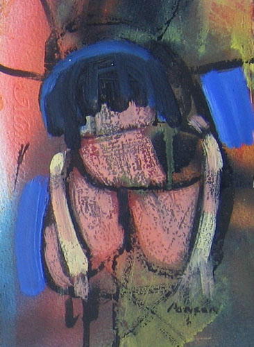 A genoux, peinture d'Alain Ponon